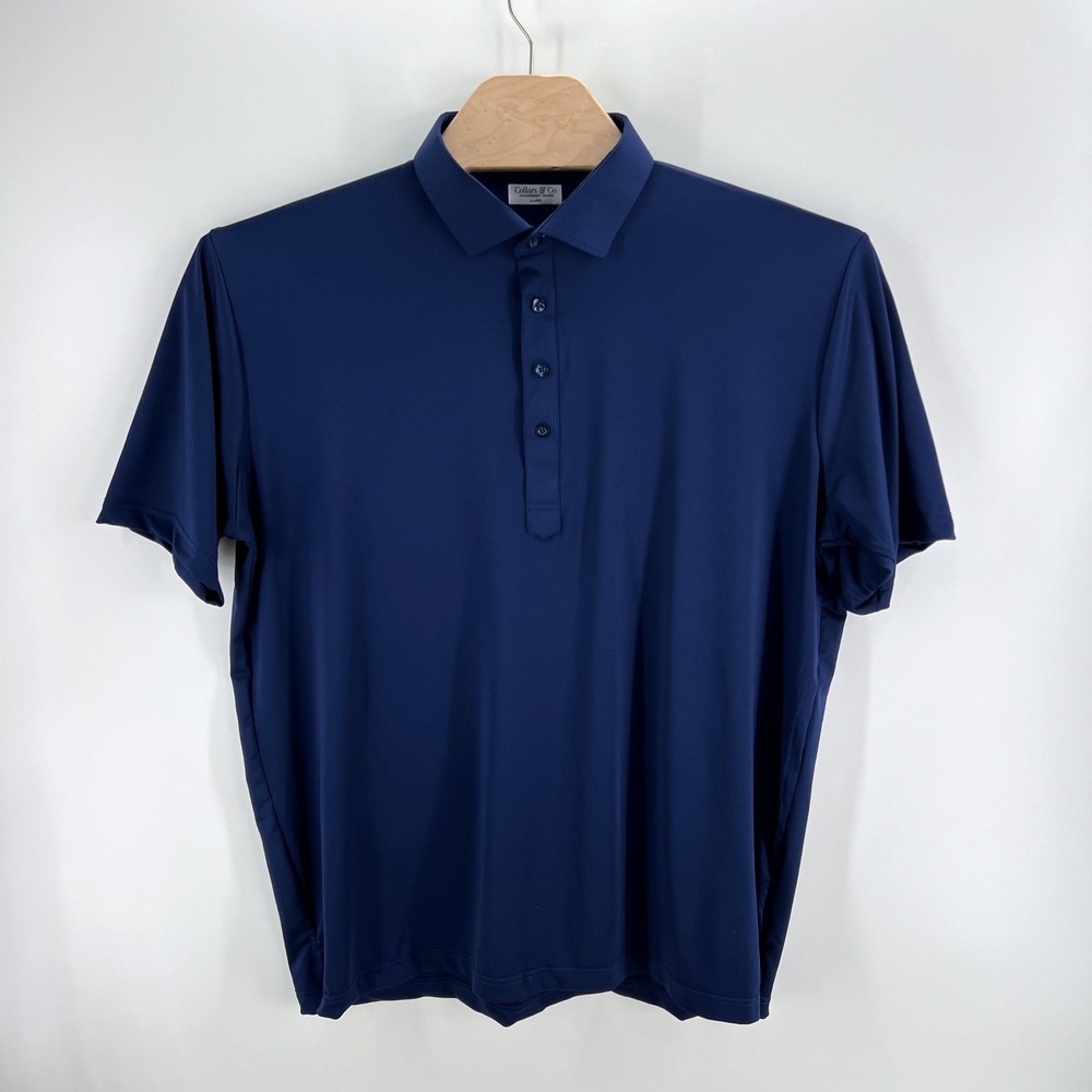 Collars & Co Featherweight Relaxed Polo XL Polyester Spandex Navy Blue Business